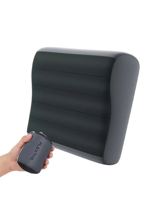 Gray Inflatable Camping Pillow For Travel Hiking Office With Washable Cover Neck Waist Support - Image 5